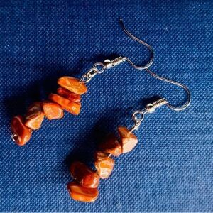 Natural Red Jasper Stone of Endurance Earrings Gem Chip Handmade Jewelry